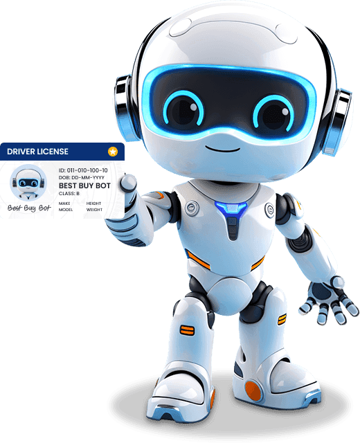 best buy bot holding a drivers license